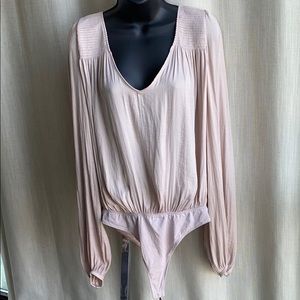 FREE PEOPLE baloon sleeve thong bodysuit blouse